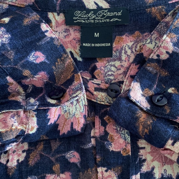 Lucky Brand Boho Floral Top Blouse Sz M - Picture 11 of 12